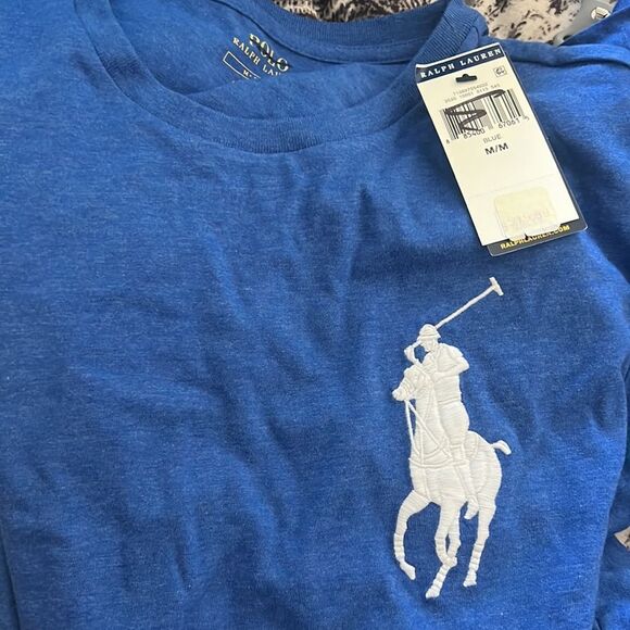 Polo Ralph Lauren Blue embroidered logo 100 % cotton Tshirt NWT - Picture 1 of 4